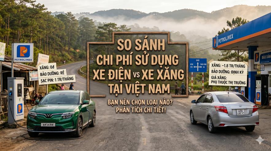 So sánh chi phí sử dụng xe điện vs xe xăng tại Việt Nam: Lựa chọn nào thực sự tiết kiệm?