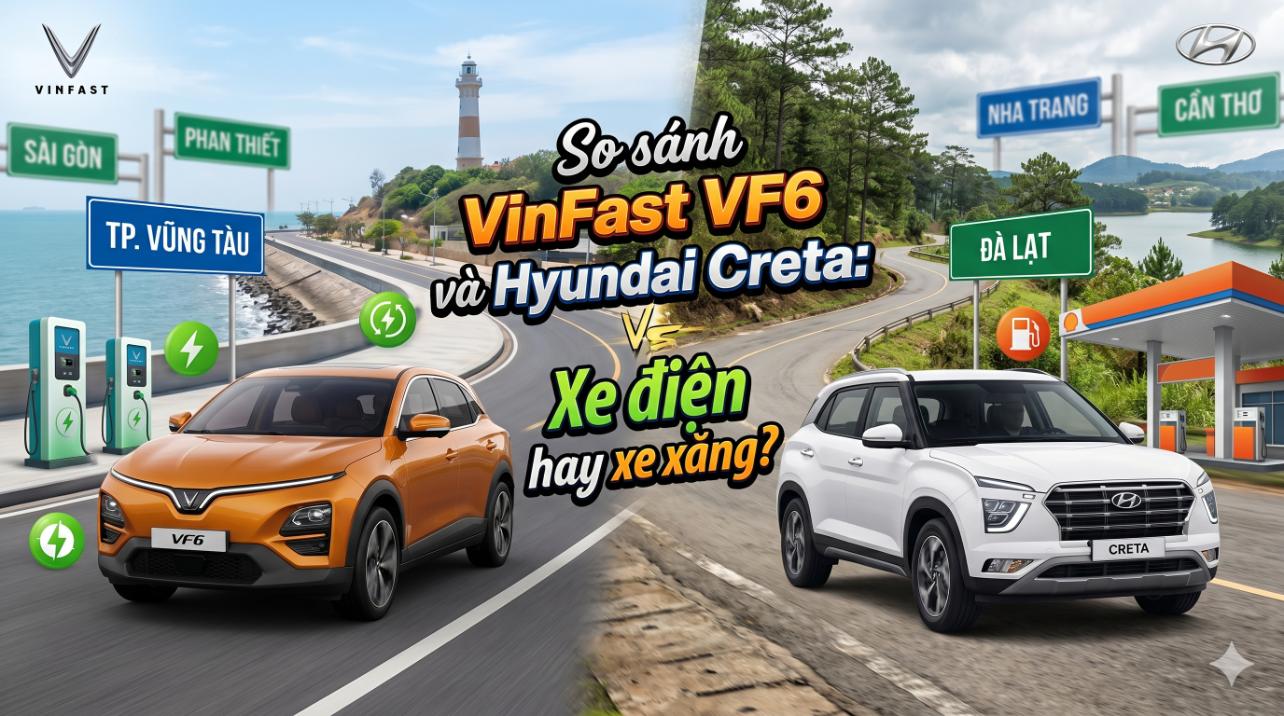 So sánh VinFast VF6 và Hyundai Creta: Xe điện hay xe xăng?