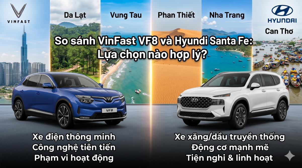 So sánh VinFast VF8 và Hyundai Santa Fe: Lựa chọn nào hợp lý?